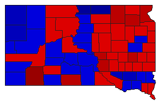 1972 South Dakota County Map of General Election Results for Secretary of State