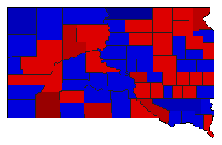 1972 South Dakota County Map of General Election Results for State Treasurer