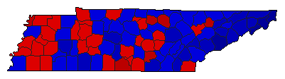 1978 Tennessee County Map of General Election Results for Governor