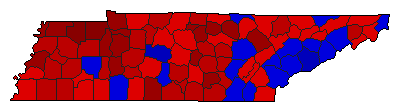 1986 Tennessee County Map of General Election Results for Governor