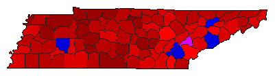 1990 Tennessee County Map of General Election Results for Governor