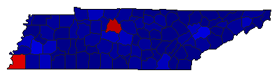 2022 Tennessee County Map of General Election Results for Governor
