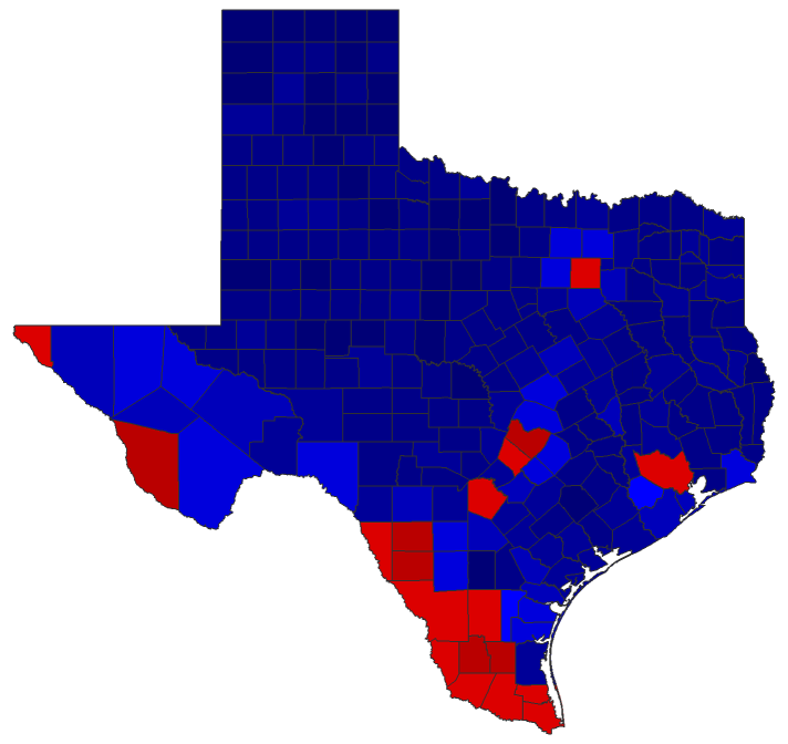 2022 Comptroller of Public Accounts General Election - Texas Election County Map