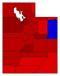 1972 Utah County Map of General Election Results for Governor