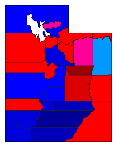 1988 Utah County Map of General Election Results for Governor