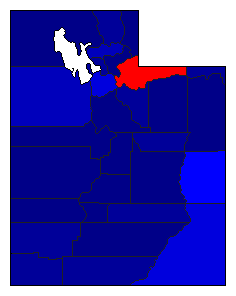 2016 Utah County Map of General Election Results for Governor