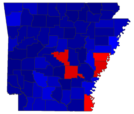 2022 Lt. Gubernatorial General Election - Arkansas Election County Map