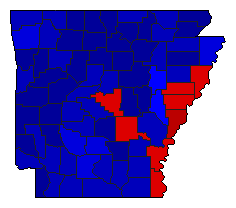 2018 Arkansas County Map of General Election Results for Secretary of State