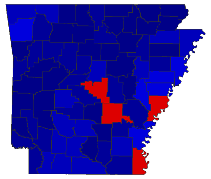 2022 Secretary of State General Election - Arkansas Election County Map