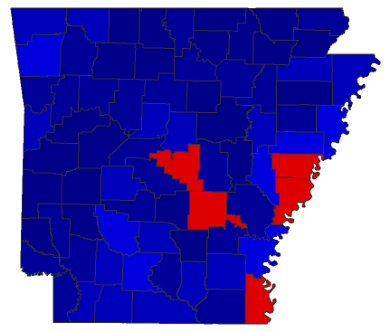 2022 State Treasurer General Election - Arkansas Election County Map