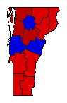 1964 Vermont County Map of General Election Results for Lt. Governor
