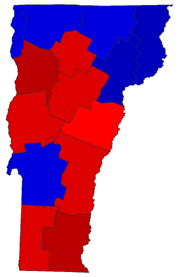 2022 Lt. Gubernatorial General Election - Vermont Election County Map
