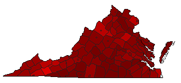1930 Virginia County Map of General Election Results for Senator