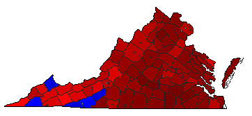 1949 Virginia County Map of General Election Results for Governor