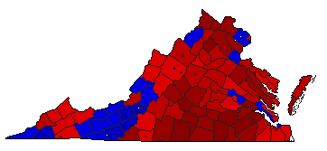 1953 Virginia County Map of General Election Results for Governor