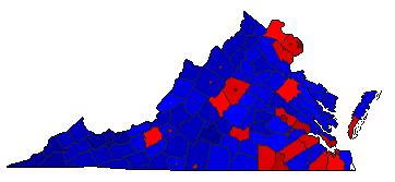 2013 Virginia County Map of General Election Results for Governor