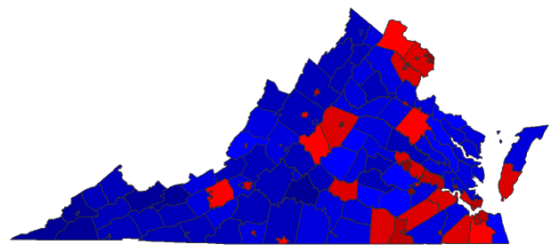 2013 Gubernatorial General Election - Virginia Election County Map
