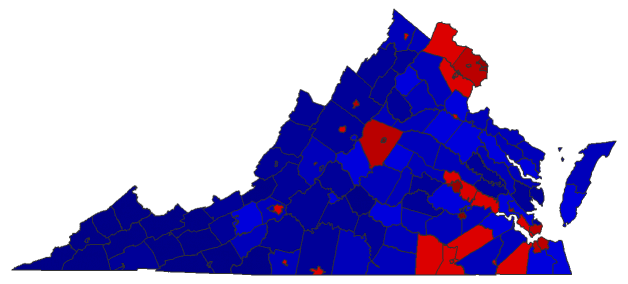 2021 Gubernatorial General Election - Virginia Election County Map