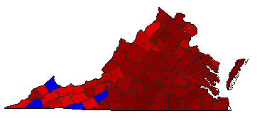 1949 Virginia County Map of General Election Results for Lt. Governor