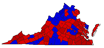 1981 Virginia County Map of General Election Results for Lt. Governor