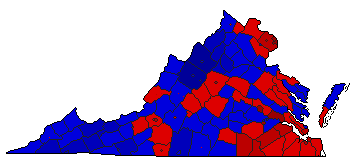 1993 Virginia County Map of General Election Results for Lt. Governor