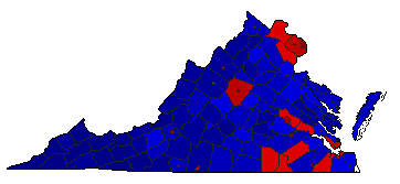 2021 Virginia County Map of General Election Results for Lt. Governor