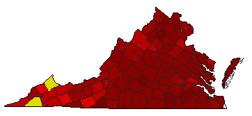 1949 Virginia County Map of General Election Results for Attorney General