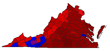 1957 Virginia County Map of General Election Results for Attorney General