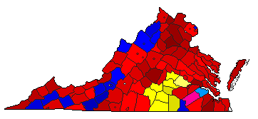 1965 Virginia County Map of General Election Results for Attorney General