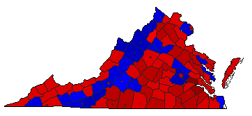 1969 Virginia County Map of General Election Results for Attorney General