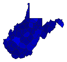 2016 West Virginia County Map of General Election Results for President