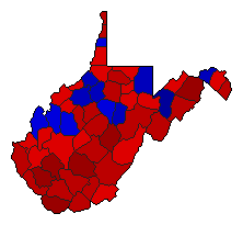 1958 West Virginia County Map of General Election Results for Senator
