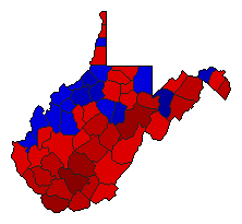 1960 West Virginia County Map of General Election Results for Senator