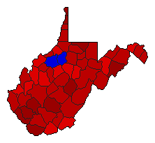 1988 West Virginia County Map of General Election Results for Senator