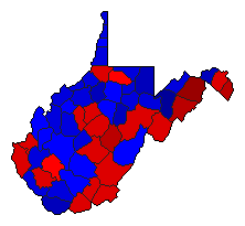 1912 West Virginia County Map of General Election Results for Governor