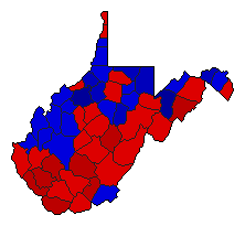 1972 West Virginia County Map of General Election Results for Secretary of State