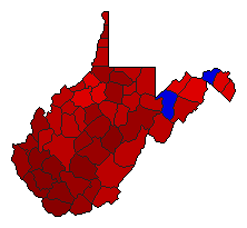 1996 West Virginia County Map of General Election Results for Secretary of State