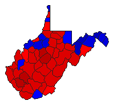 2016 West Virginia County Map of General Election Results for State Treasurer