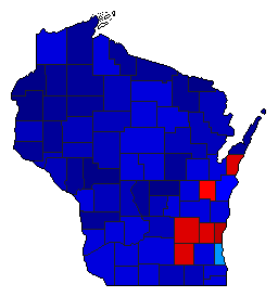 1908 Wisconsin County Map of General Election Results for Insurance Commissioner