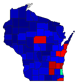 1910 Wisconsin County Map of General Election Results for Insurance Commissioner