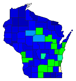 1920 Wisconsin County Map of General Election Results for Senator