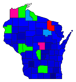 1938 Wisconsin County Map of General Election Results for Senator