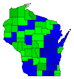 1940 Wisconsin County Map of General Election Results for Senator