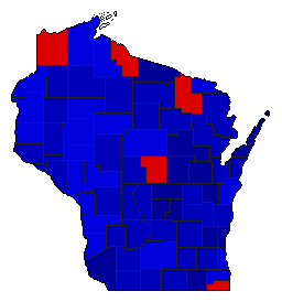 1956 Wisconsin County Map of General Election Results for Senator