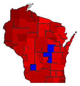 1982 Wisconsin County Map of General Election Results for Senator