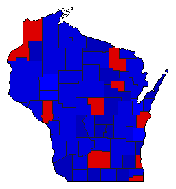 1986 Wisconsin County Map of General Election Results for Senator