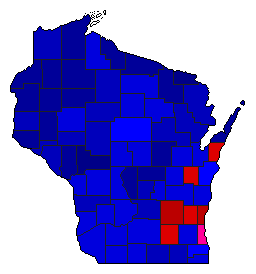 1908 Wisconsin County Map of General Election Results for Governor