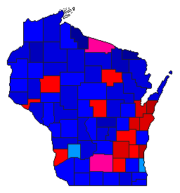 1914 Wisconsin County Map of General Election Results for Governor