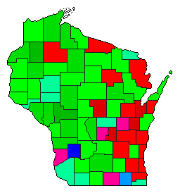 1934 Wisconsin County Map of General Election Results for Governor