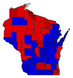1958 Wisconsin County Map of General Election Results for Governor